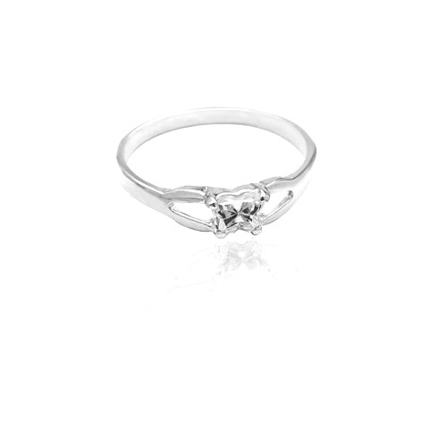 Size 3 Sterling Silver Rhodium Plated Childs Polished Butterlfy Ring