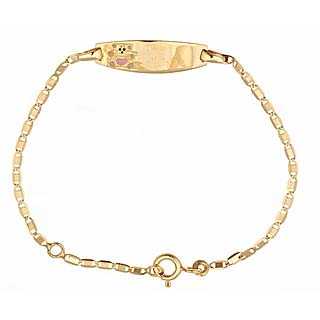 14K Gold Baby ID Bracelet with Teddy Bear