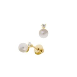 14 KT Children's Genuine 4mm. pearl screw backs for girls.