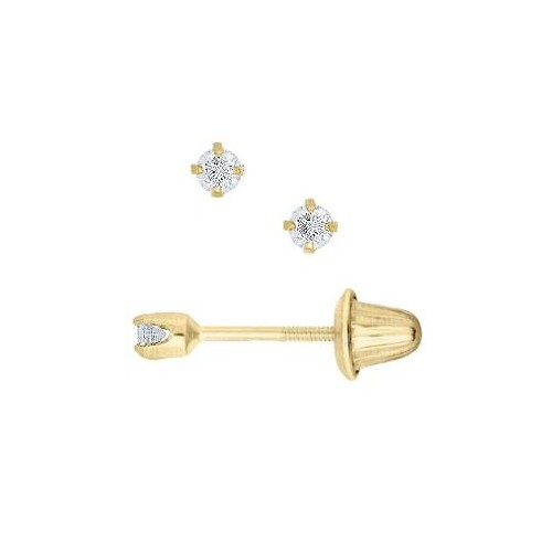 Genuine Diamond Baby Earrings with Screw Backs in 14K Yellow Gold | Jewelry Vine