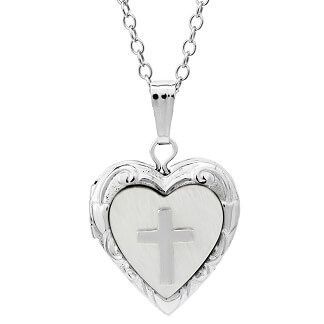 Heart Cross Locket Necklace for Girls in Sterling Silver