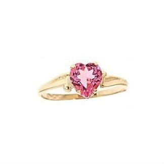10K Gold Pink CZ Heart Ring for Girls - Size 4 1/2 | Jewelry Vine