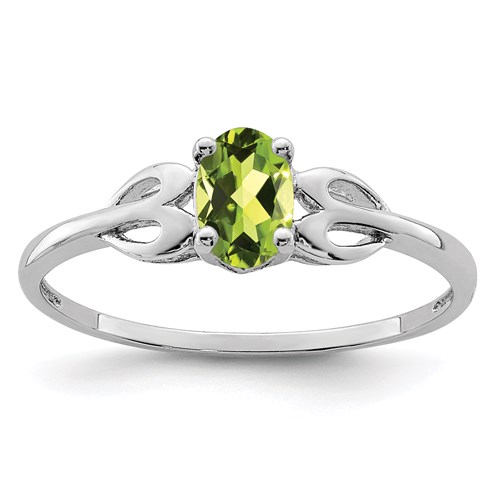 Genuine Peridot Girl's Birthstone Ring in Sterling Silver - Size 5 or 6 ...