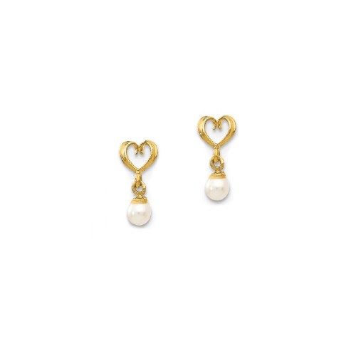 14kt Yellow Gold Pearl Earrings for baby and child with safety