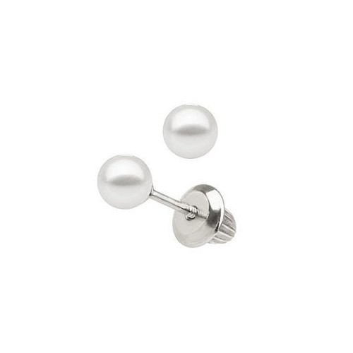 Stunning Pearl and Rope Design Screw Back Earrings for Little Girls in Sterling Silver | Jewelry Vine