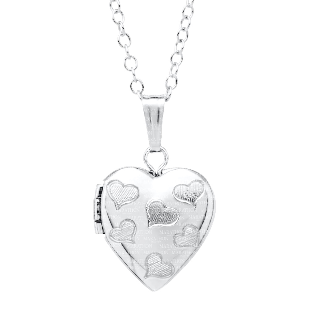 Sterling Silver Hand Engraved Hearts Locket for Girls - The Jewelry Vine