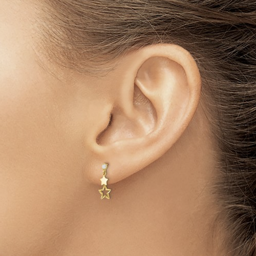 Small Dangle Star Gold Screw Back Earrings - 14K Yellow Gold | Jewelry Vine