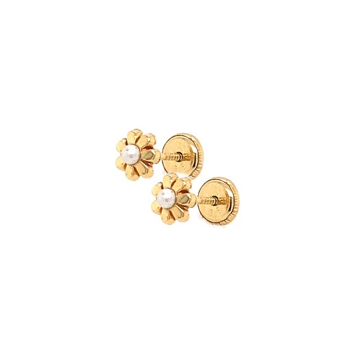 Gold & Pearl Daisy Earrings | Small Daisy Earrings