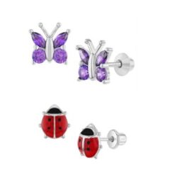 Butterfly & Ladybug Screw Back Earrings for Children
