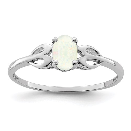 Created Opal Girl's Birthstone Ring in Sterling Silver - Size 5 or 6 or ...