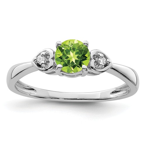 Genuine Peridot and Diamond Teen Ring in Sterling Silver - The Jewelry Vine