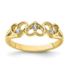 Child Gold Ring with Hearts size 2.5