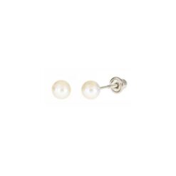 14 KT Children's Genuine 4mm. pearl screw backs for girls.
