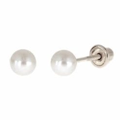 4mm white gold pearls with screw on backs