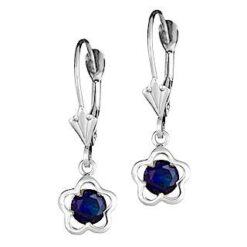 blue flower lever back earrings for girls