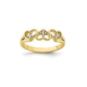 kids heart ring in gold size 2.5