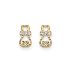 small kitty earrings for baby in gold