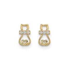small kitty earrings for baby in gold