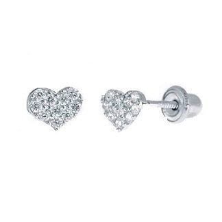 small pave heart baby earrings white gold