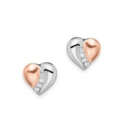 Sterling Silver Double Heart Dangle Screw Back Earrings | Jewelry Vine