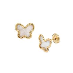 Pearl and CZ Flower Baby and Toddler Earrings in 18K Gold with