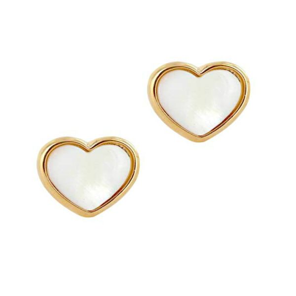 18K Gold Mother of Pearl Heart Earrings with Screw on Backs - The ...