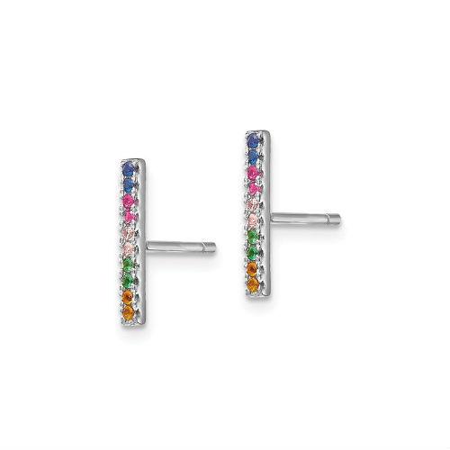 Rainbow Bar Earrings in Sterling Silver ~ Post Earrings for Girls - The ...
