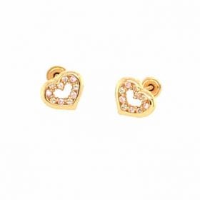child gold heart earrings with screw backs