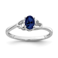 Created Sapphire Ring for Teen Girls with Side Hearts in Sterling ...