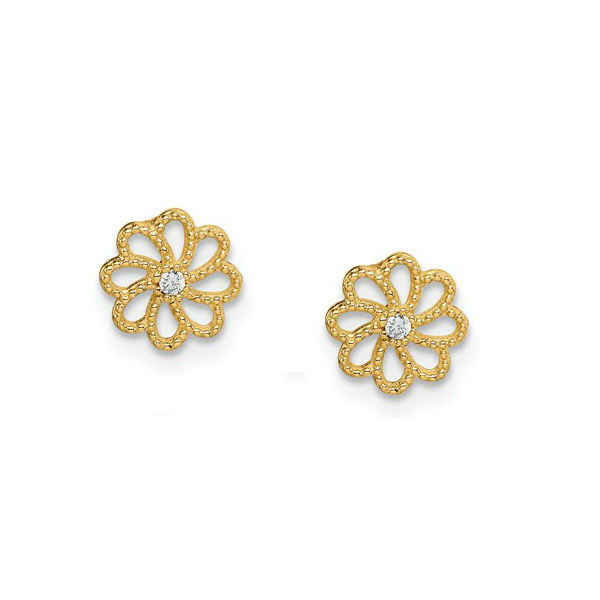 Small Regal Flower Post Earrings in 14K Gold The Jewelry