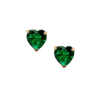 5mm Emerald Green CZ Heart Screw Back Earrings for Children in 14KT ...