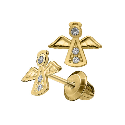gold angel earrings for child