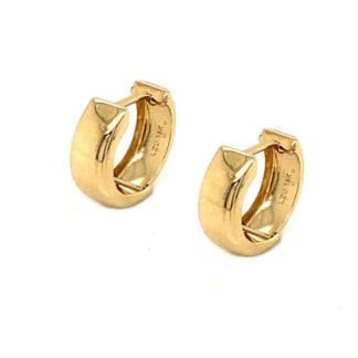 18K Solid Gold Huggie Earrings | Wide Gold Hoop Earrings