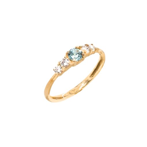 Tal til munching bark Sweetest Ring for Children in 14K Yellow Gold with Light Aqua CZ and Clear  CZ Stones - Size 3 - The Jewelry Vine