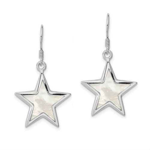 Sterling Silver Dangle STAR Earrings 20mm 1.5" long D30 #11