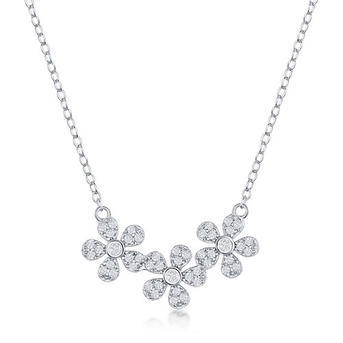 Triple Flower Necklace In Sterling Silver For Girls And Teens The Jewelry Vine