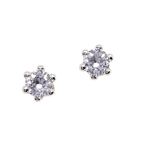 6mm CZ Solid 18K White Gold Stud Earrings | The Jewelry Vine