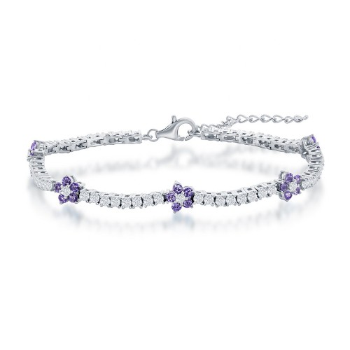 Tanzanite Bead Anklet Adjustable Length Rhodium-plated Tanzanite Bead Anklet Adjustable Length Rhodium-plated