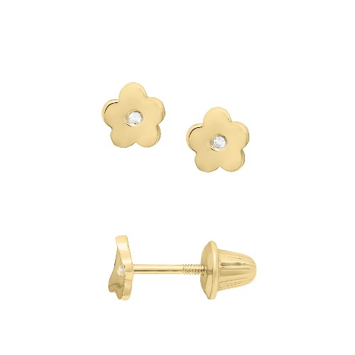 14 KT Baby Pearl yellow gold trim Screw Back Earrings