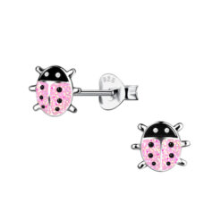 Baby Girls' Colorful Ladybug Screw Back 14K Gold Earrings - Pink - in Season Jewelry